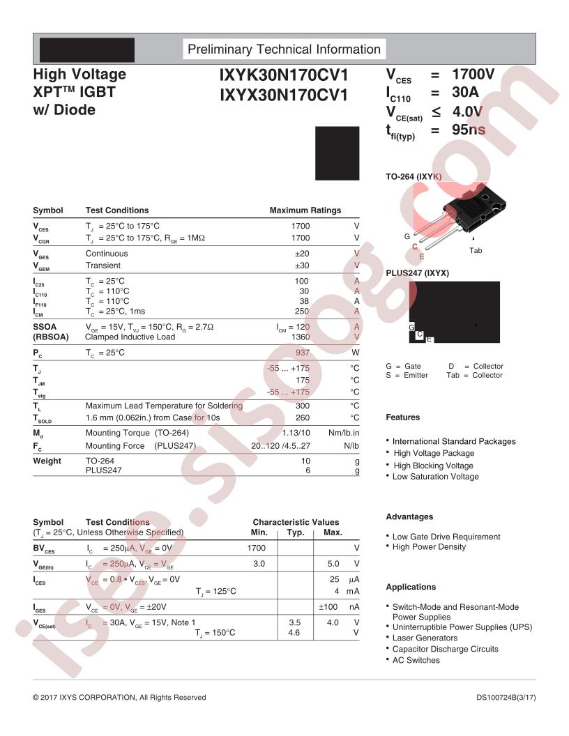 IXY(K,X)30N170CV1 Preliminary Datasheet