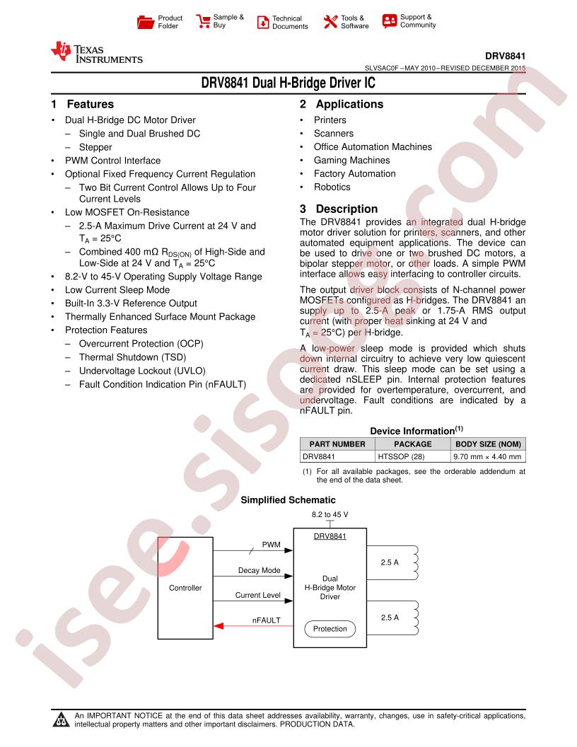 DRV8841 Datasheet