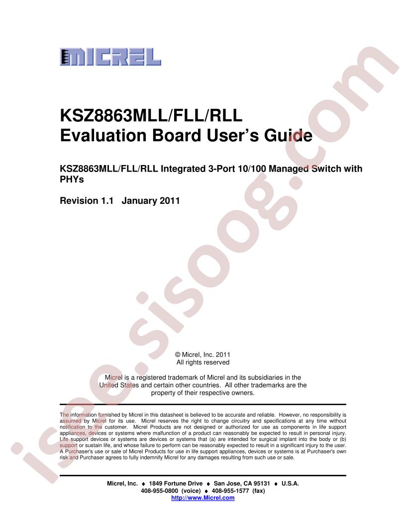 KSZ8863xLL-EVAL User Guide
