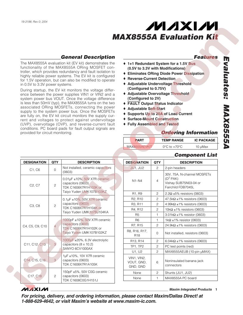MAX8555A Eval Kit