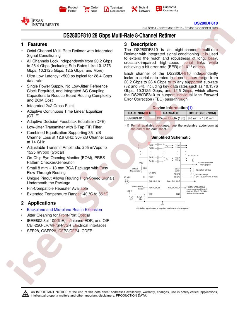 DS280DF810 Datasheet