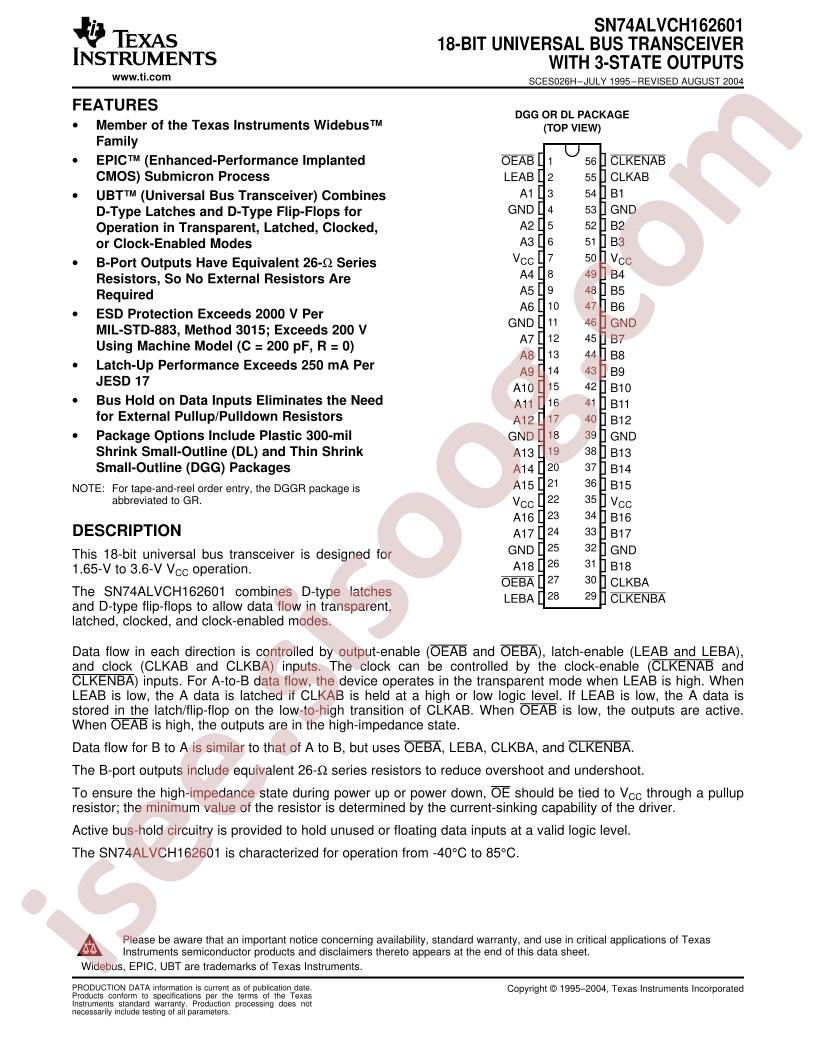 SN74ALVCH162601