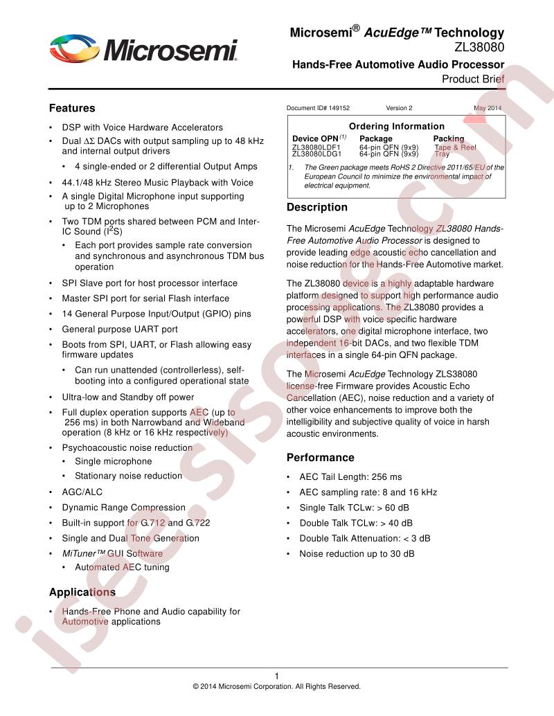 ZL38080 Product Brief