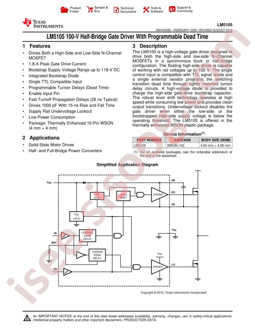 LM5105 Datasheet