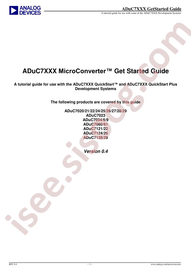 ADuC7yyy MicroConverter™ Get Started Guide