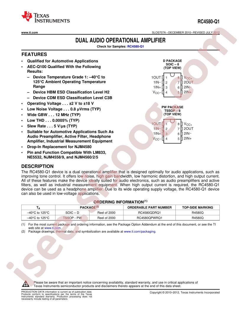 RC4580-Q1 Datasheet