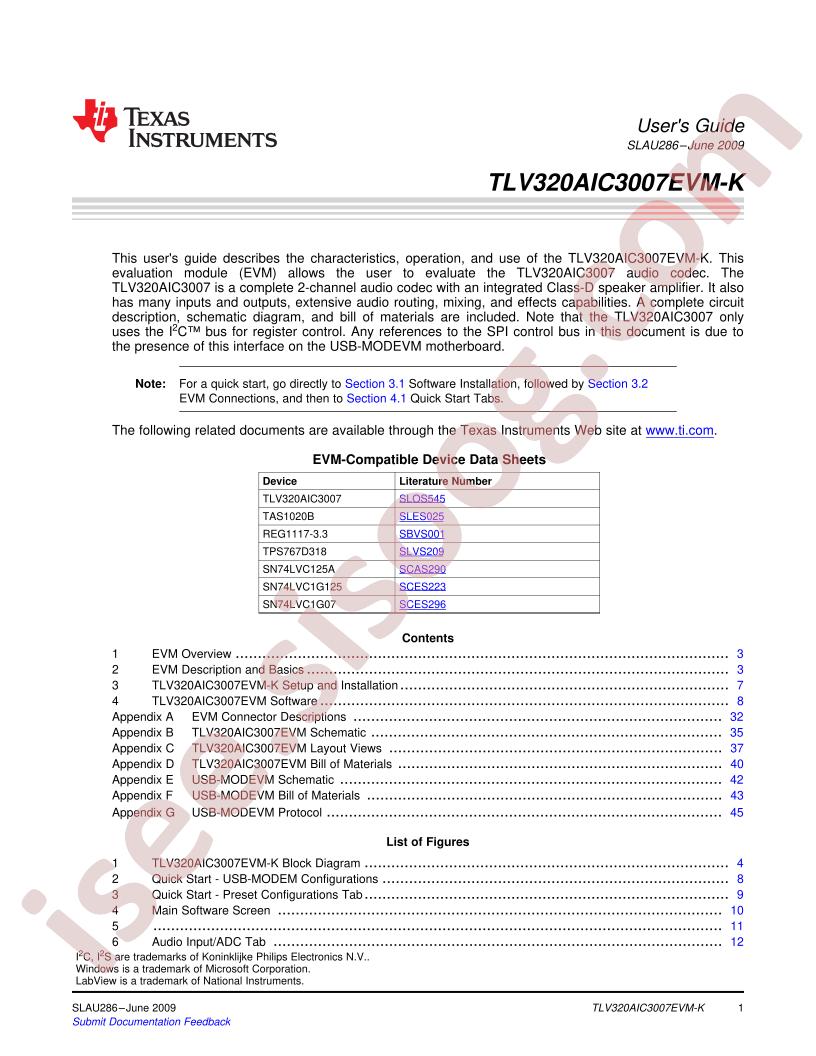 TLV320AIC3007EVM-K