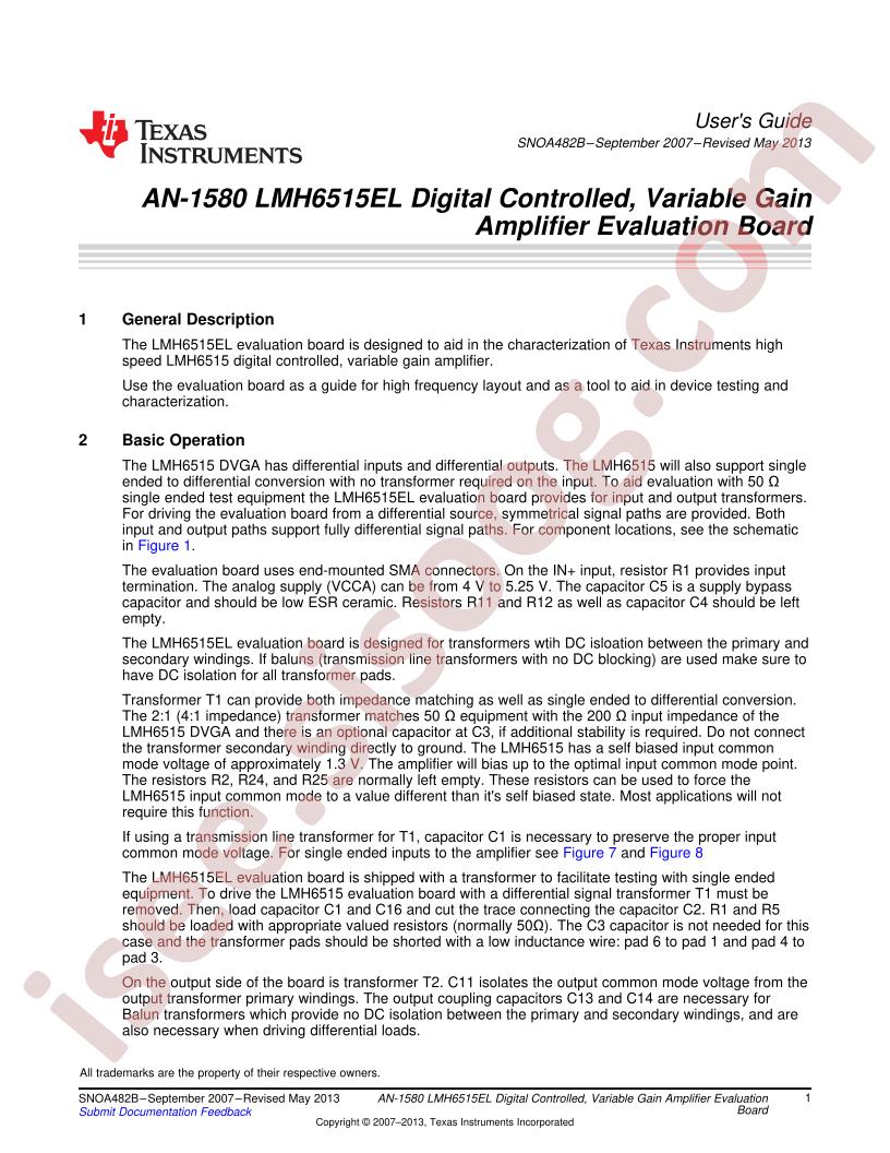 LMH6515EL Eval Board App. Note