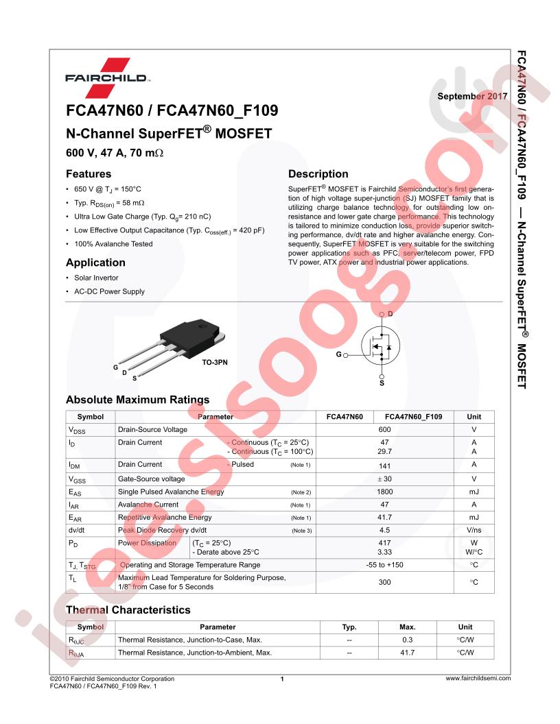 FCA47N60, FCA47N60_F109