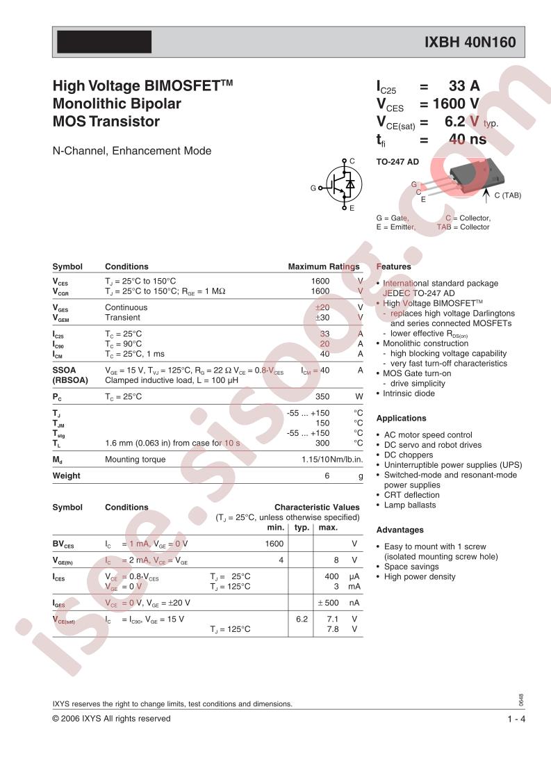 IXBH40N160