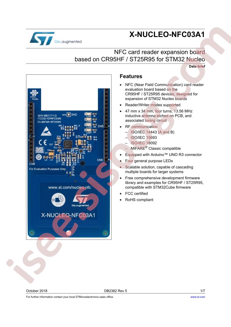 X-NUCLEO-NFC03A1 Data Brief