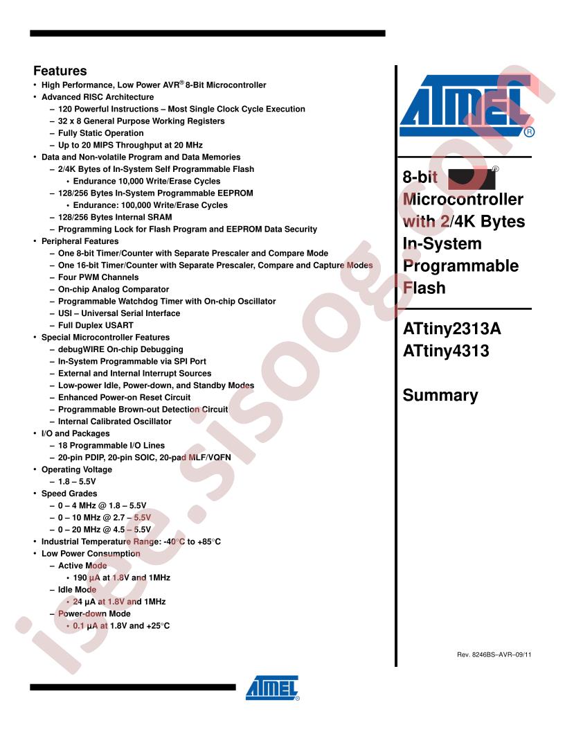 ATTINY2313A,4313 Summary