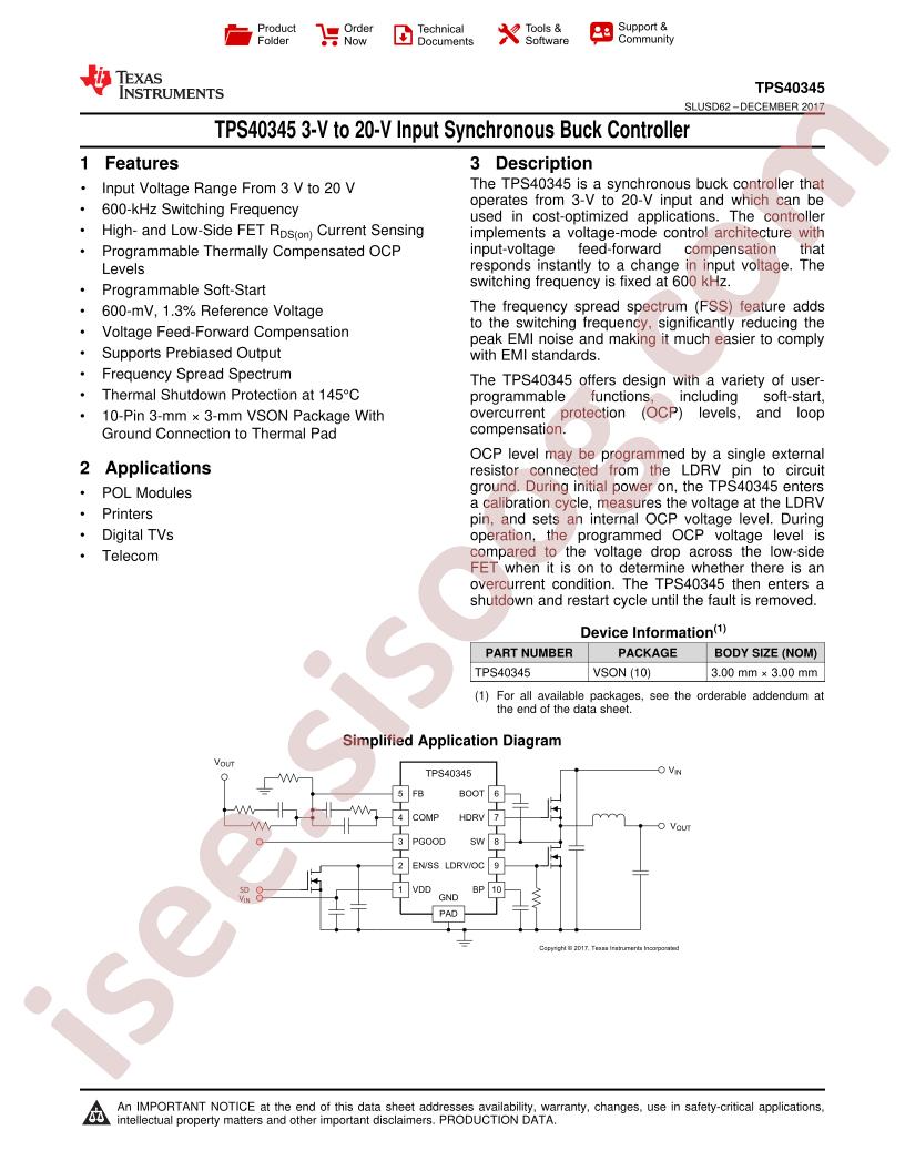 TPS40345 Datasheet