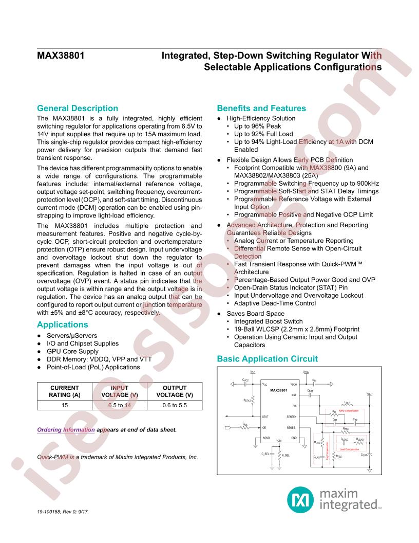 MAX38801 Datasheet