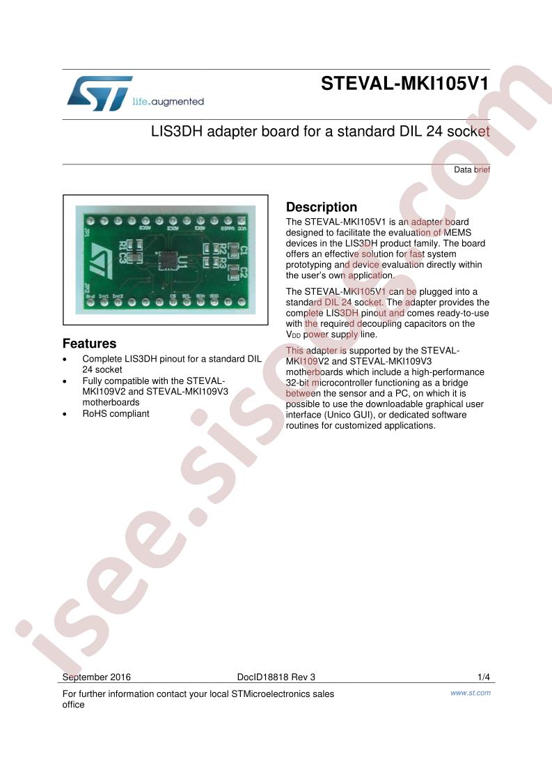 STEVAL-MKI105V1 Data Brief