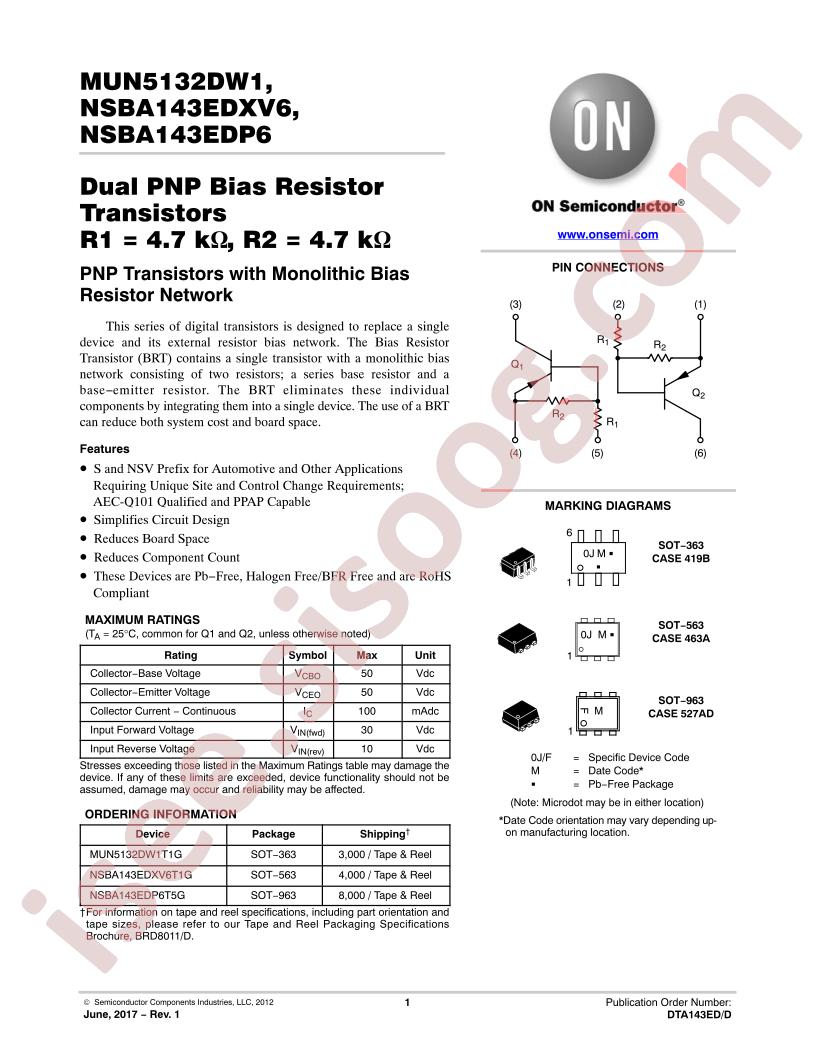 MUN5132DW1, NSBA143EDxx