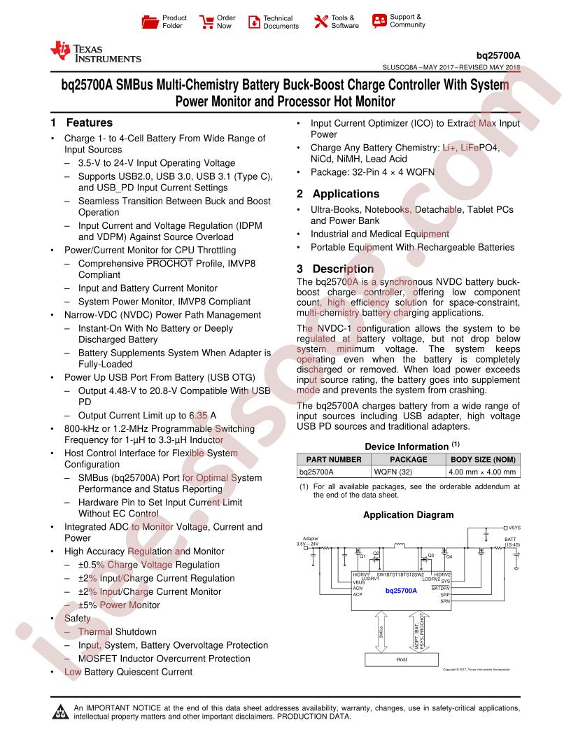 BQ25700A Datasheet