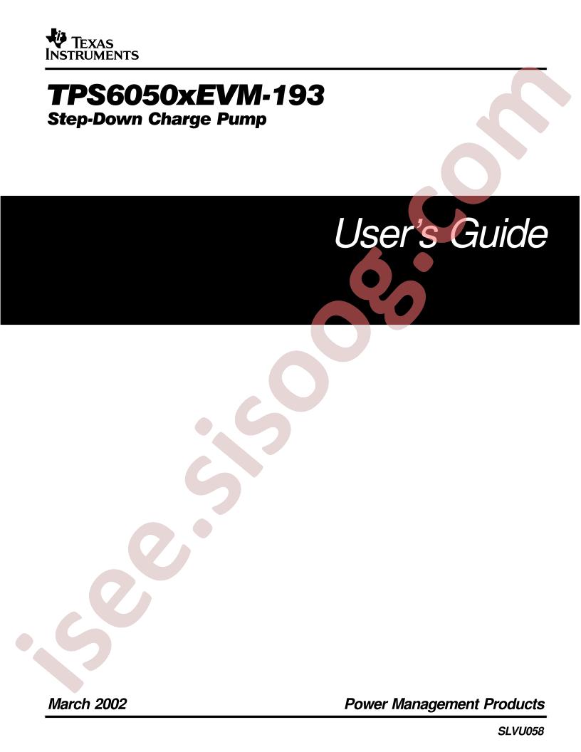 TPS6050xEVM-193 Users Guide