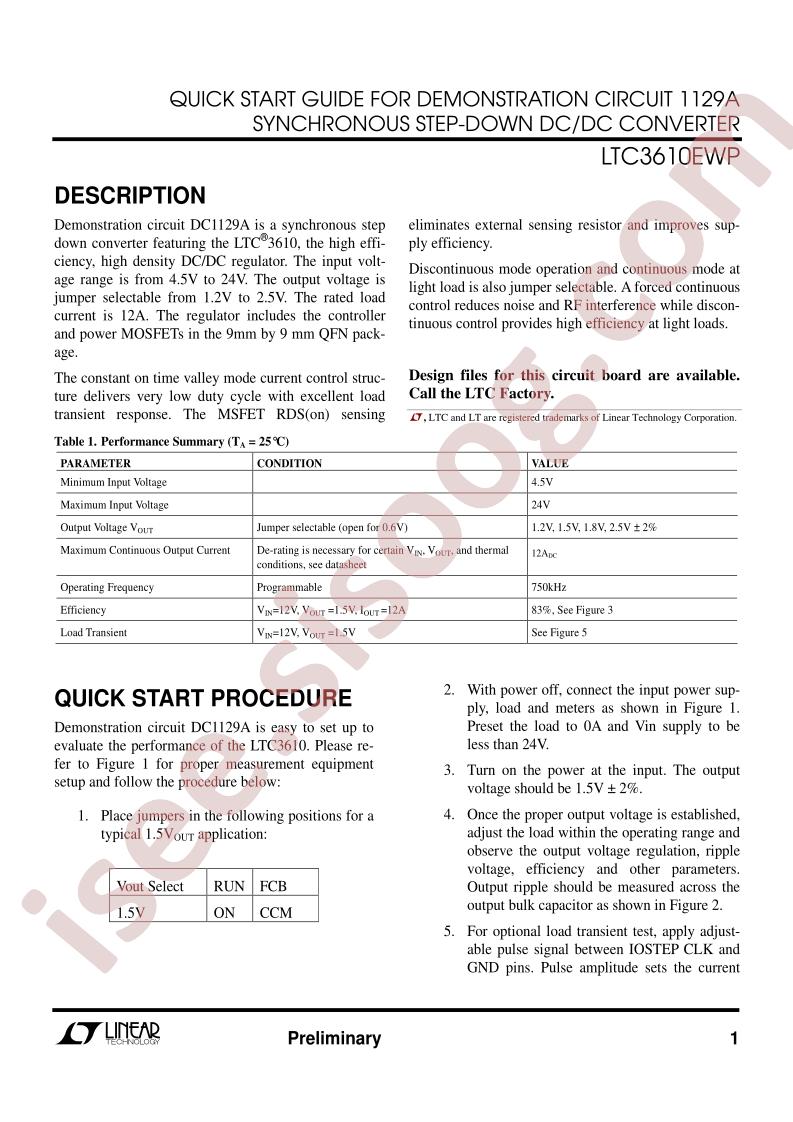 DC1129A Quick Start Guide