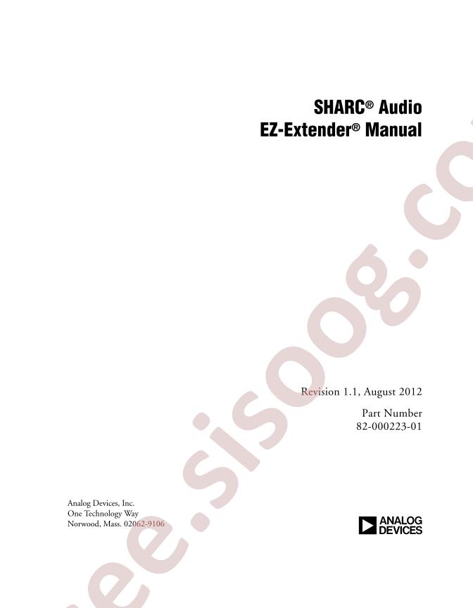 SHARC® Audio EZ-Extender