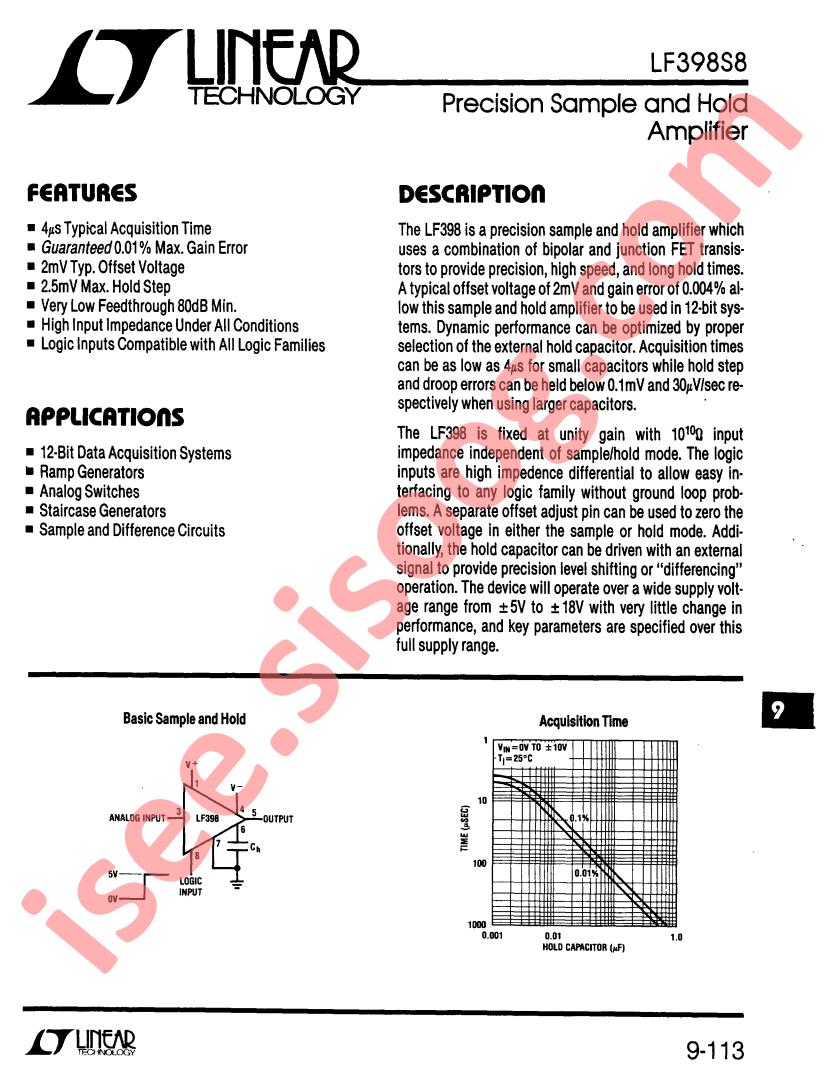 LF398S8 Datasheet