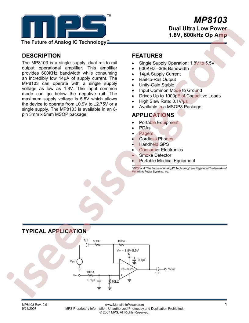 MP8103 Datasheet