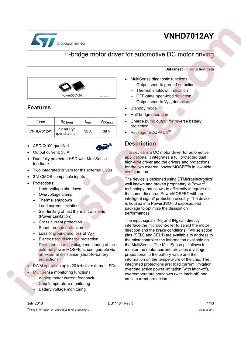 VNHD7012AY Datasheet