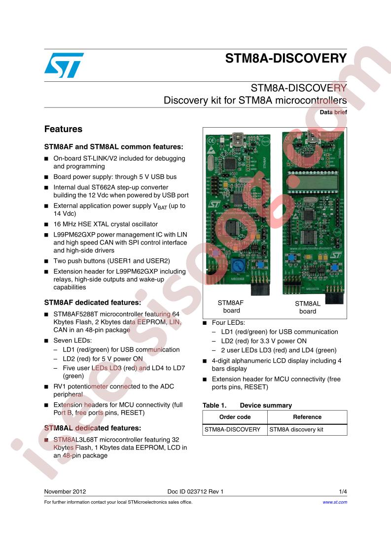 STM8A-DISCOVERY Brief