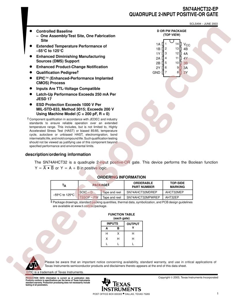 SN74AHCT32-EP