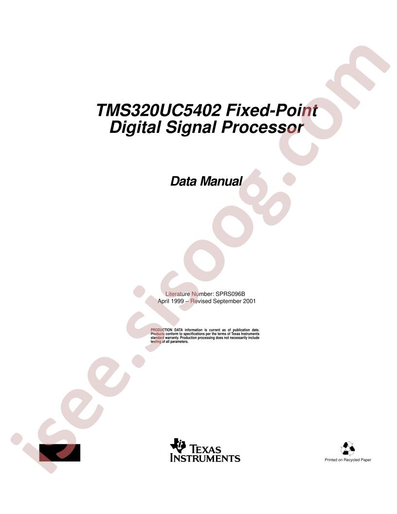 TMS320UC5402 Data Manual