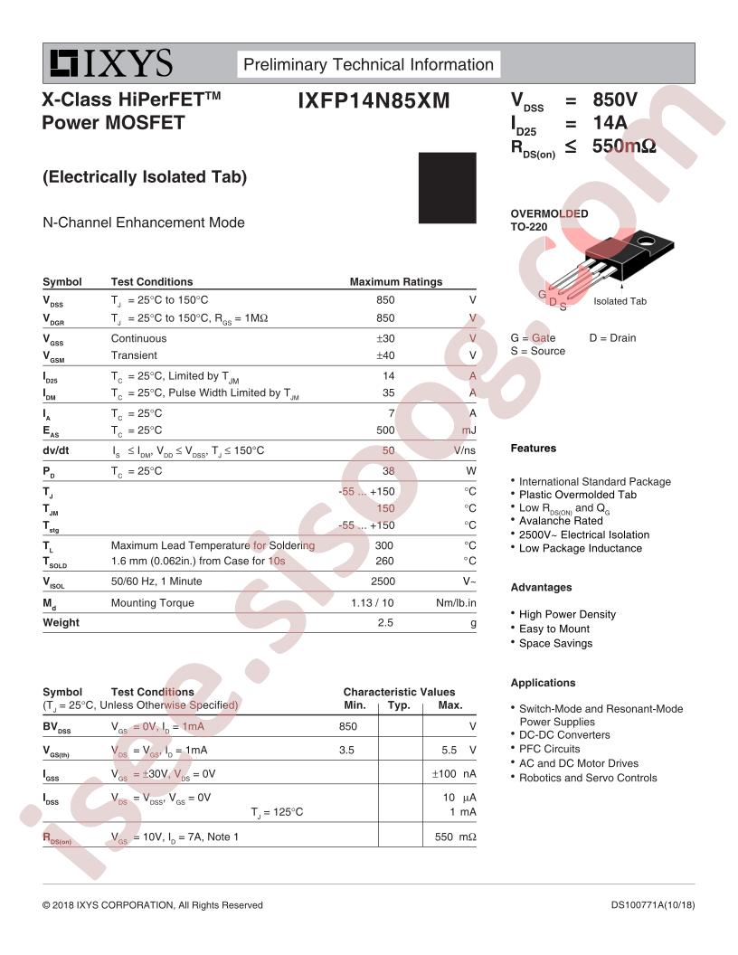 IXFP14N85XM