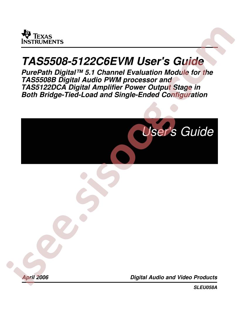 TAS5508-5122C6EVM Users Guide