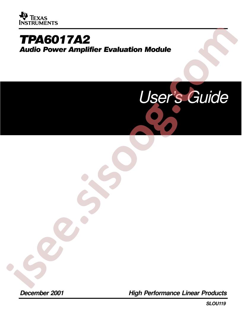 TPA6017A2EVM User Guide