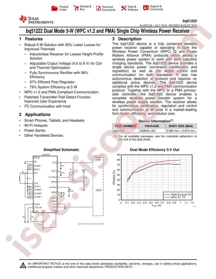 BQ51222 Datasheet
