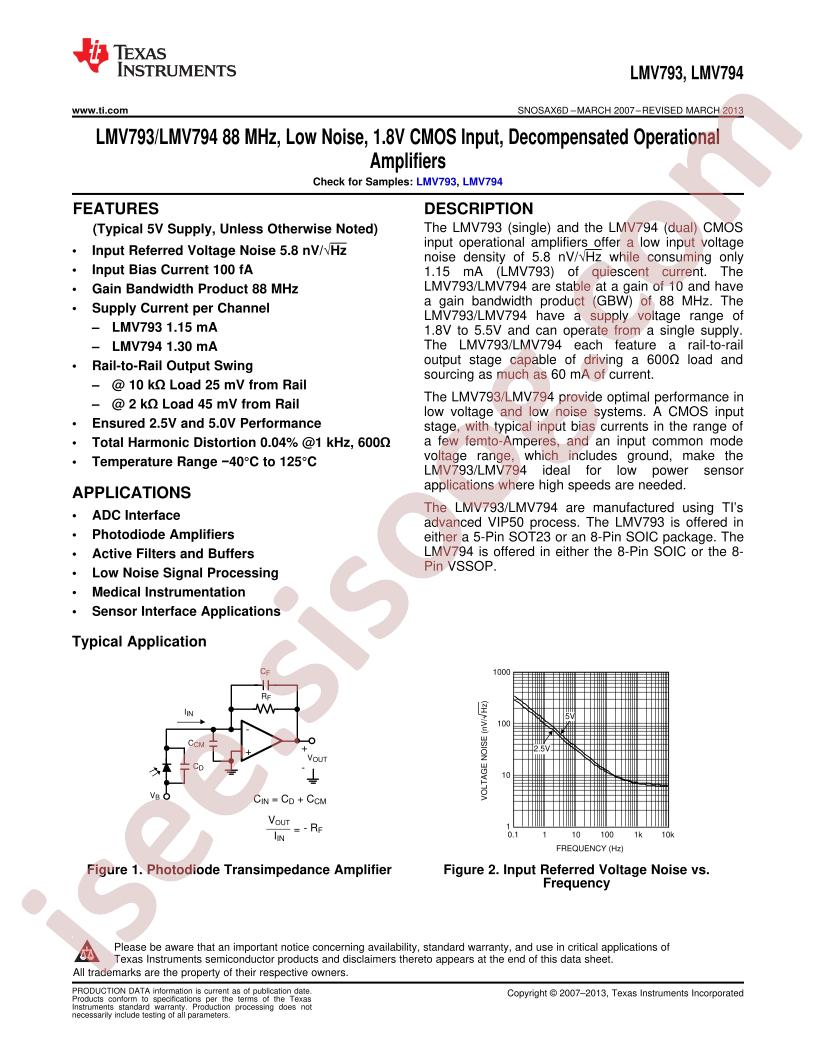 LMV793, LMV794 Datasheet