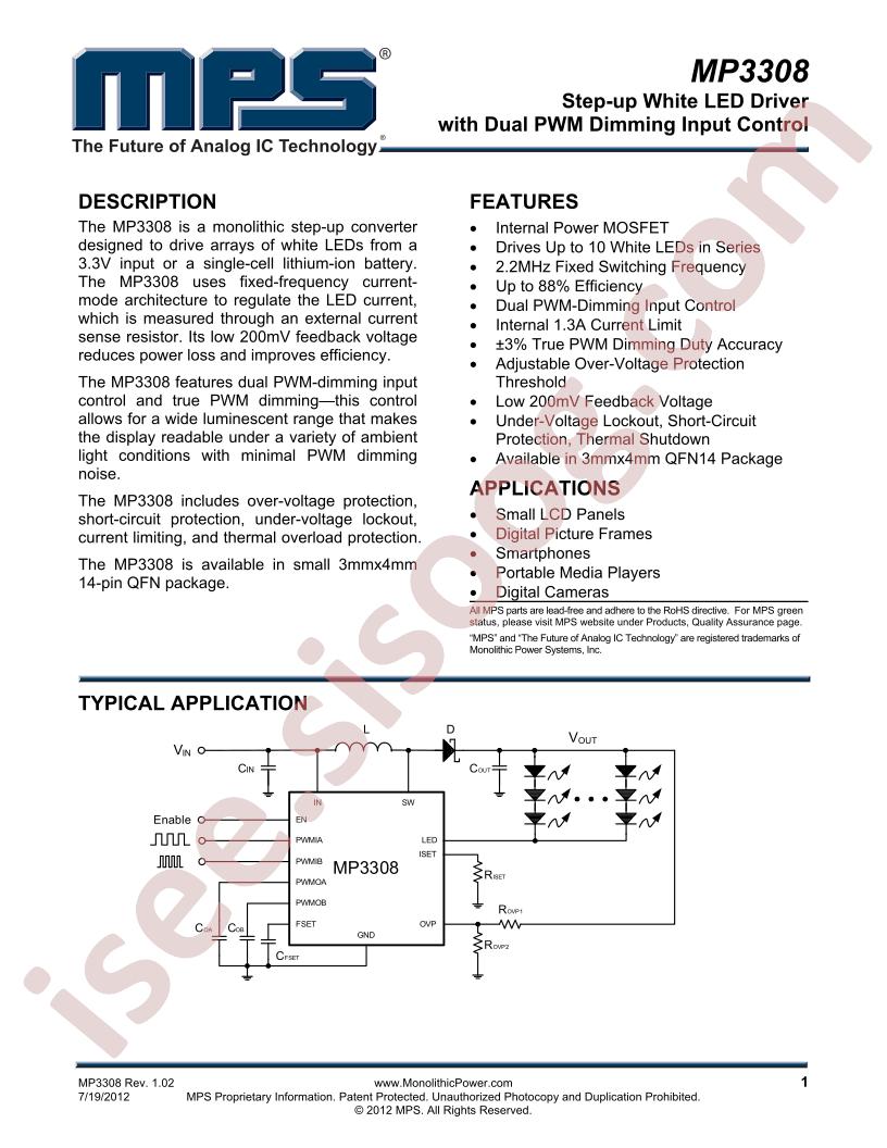 MP3308 Datasheet