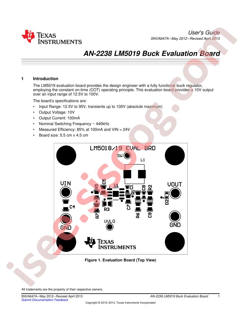 LM5019 Buck Eval Board