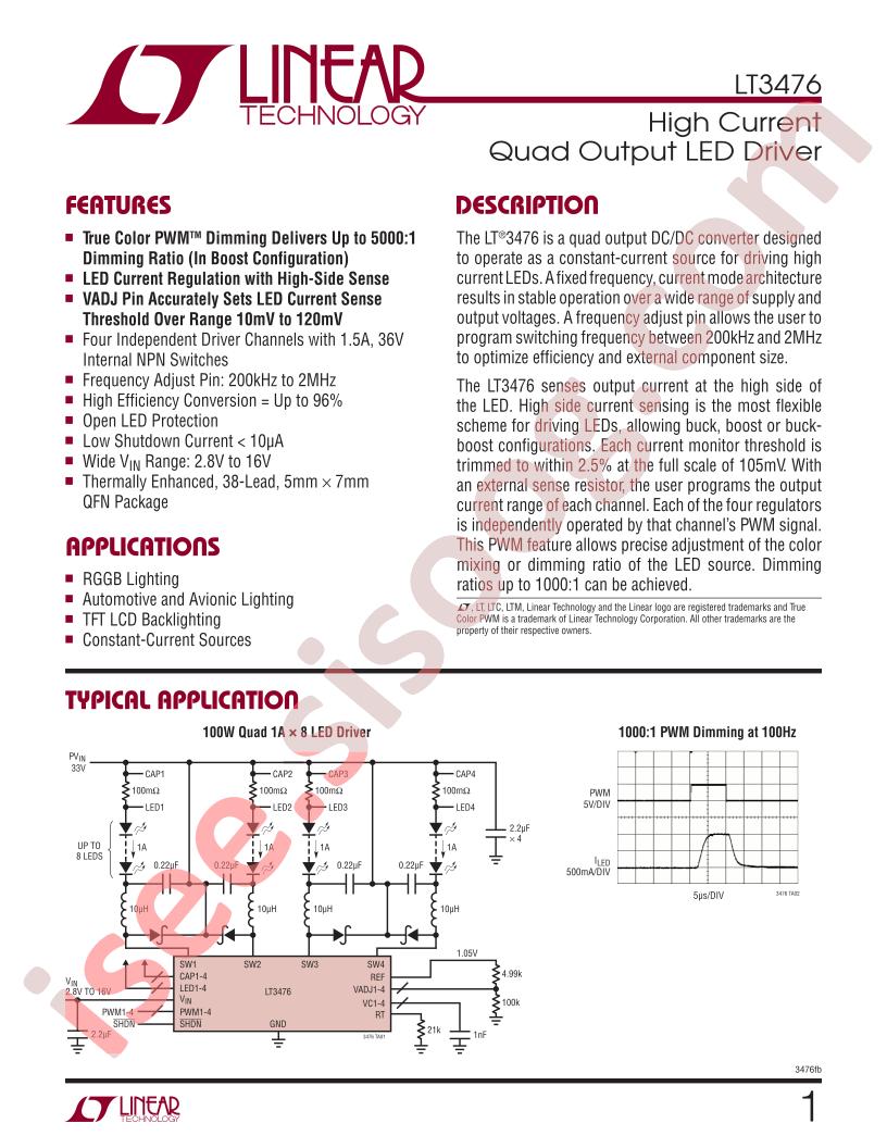 LT3476 Datasheet