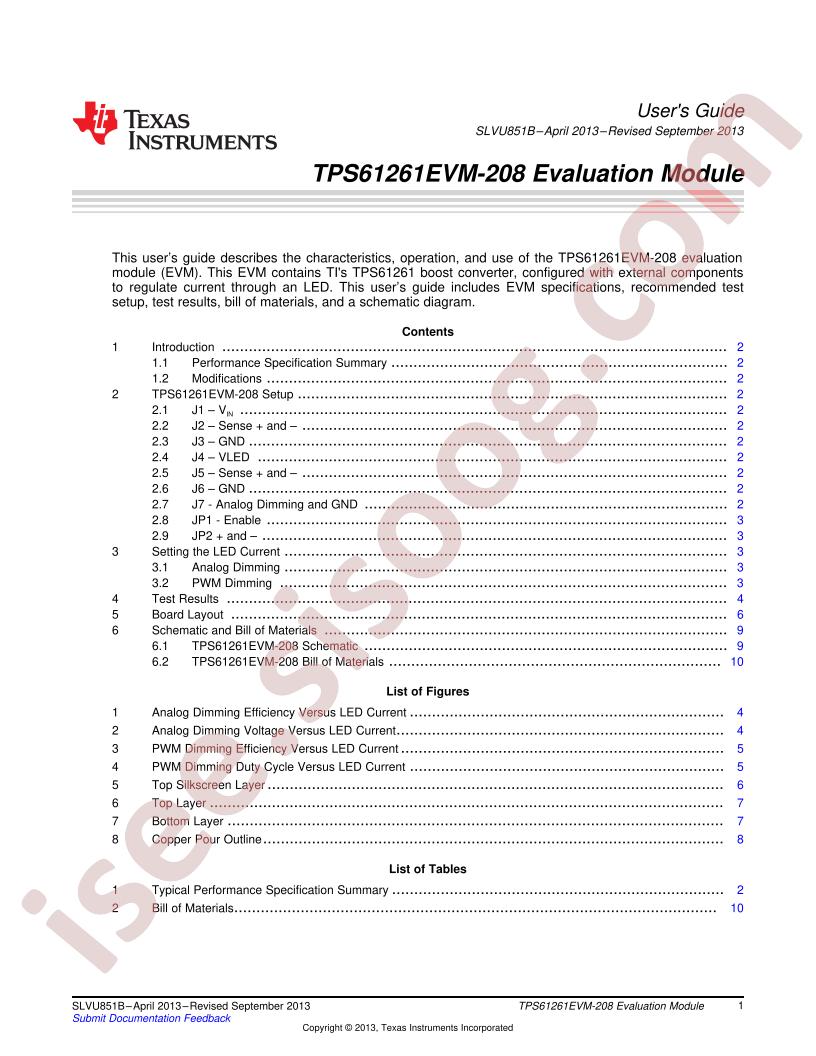 TPS61261EVM-208 User Guide