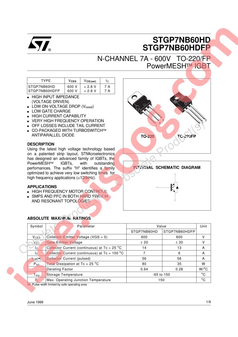 STGP7NB60HD(FP)