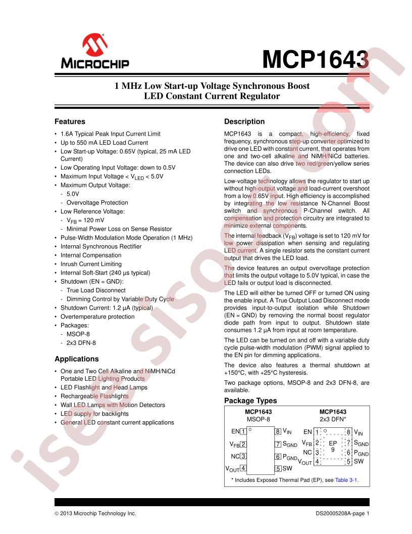 MCP1643 Datasheet