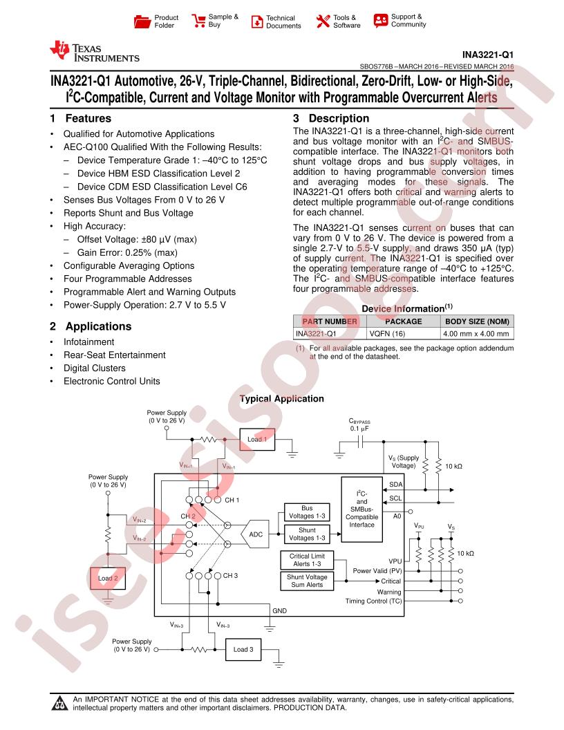 INA3221-Q1 Datasheet