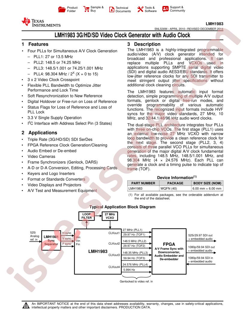 LMH1983S Datasheet