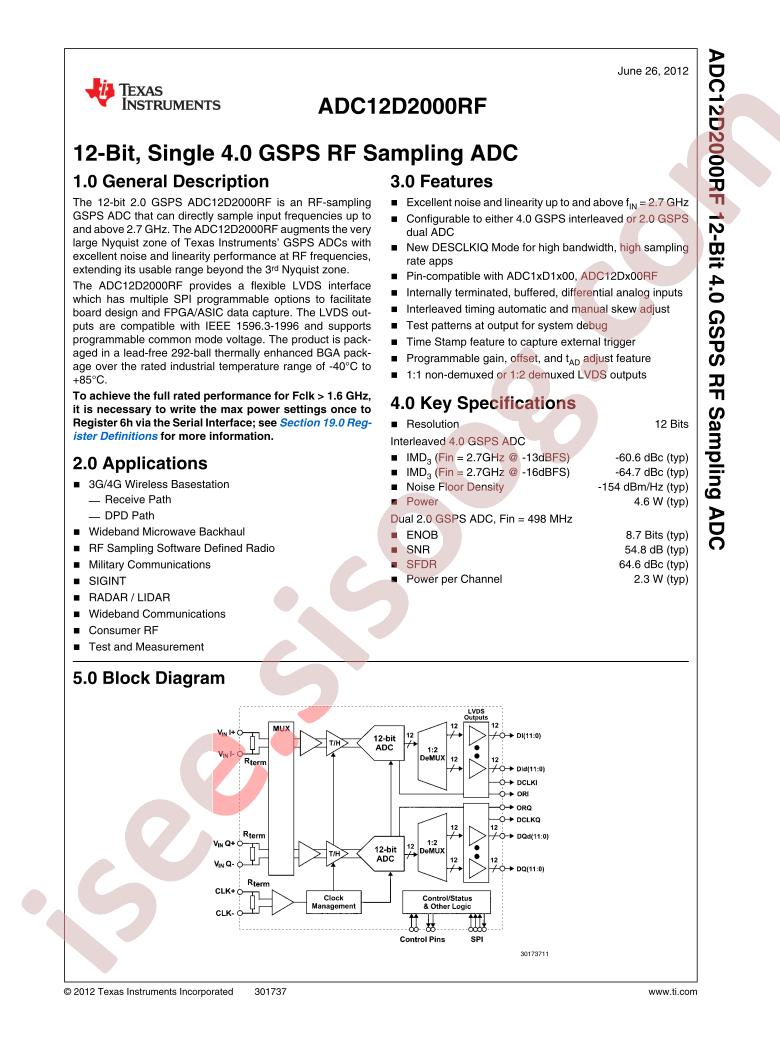 **internal only**ADC12D2000RF