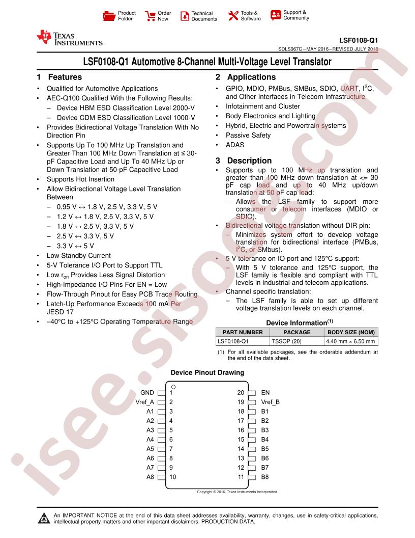 LSF0108-Q1 Datasheet