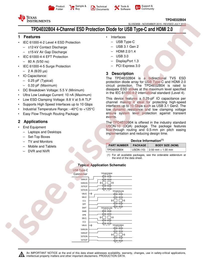 TPD4E02B04 Datasheet