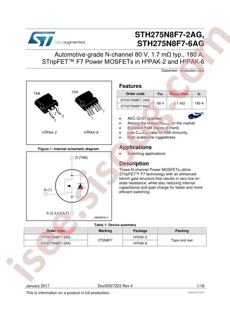 STH275N8F7-2AG/6AG