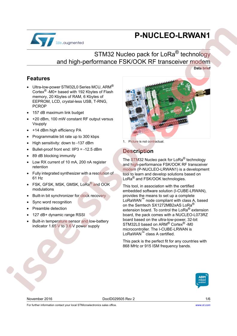 P-NUCLEO-LRWAN1 Data Brief