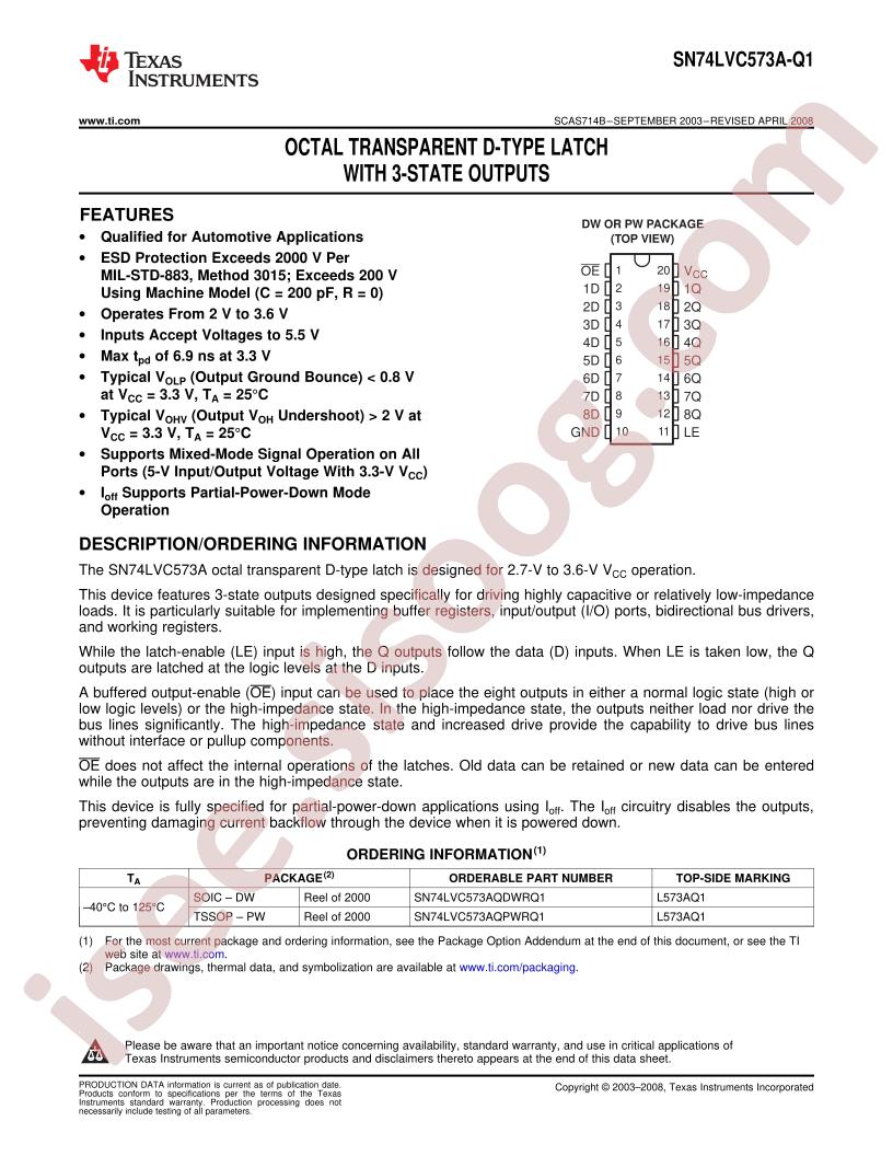 SN74LVC573A-Q1