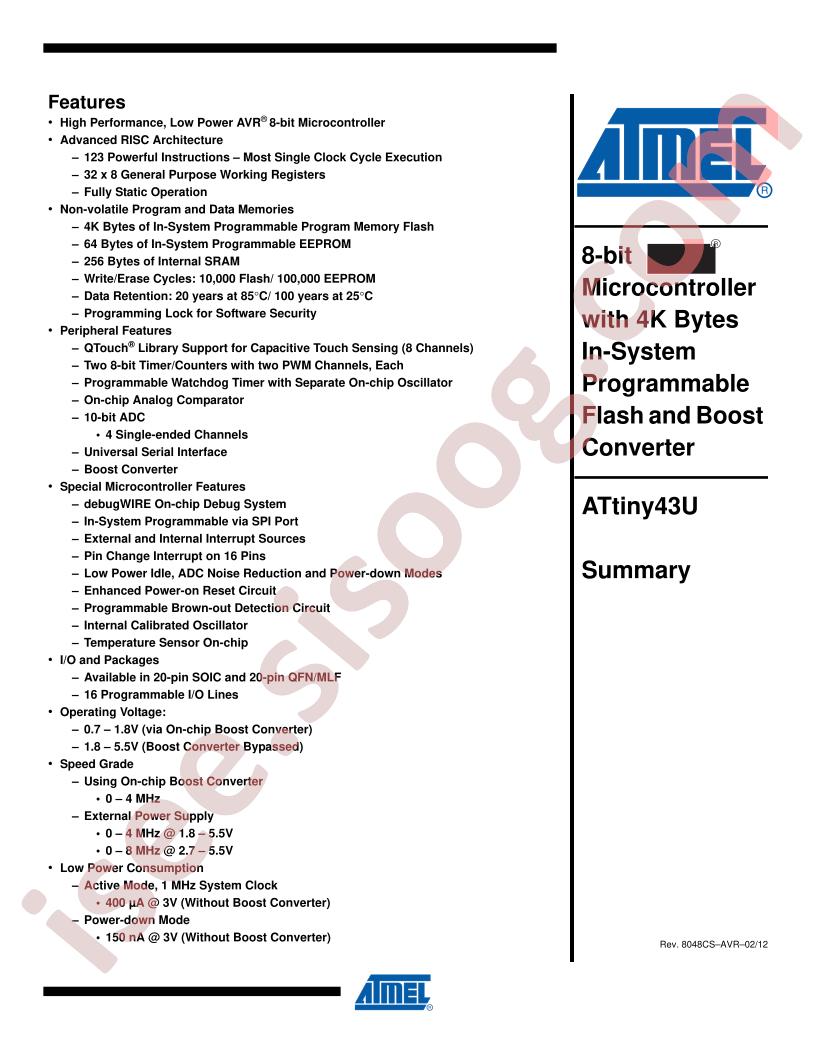 ATTINY43U Summary